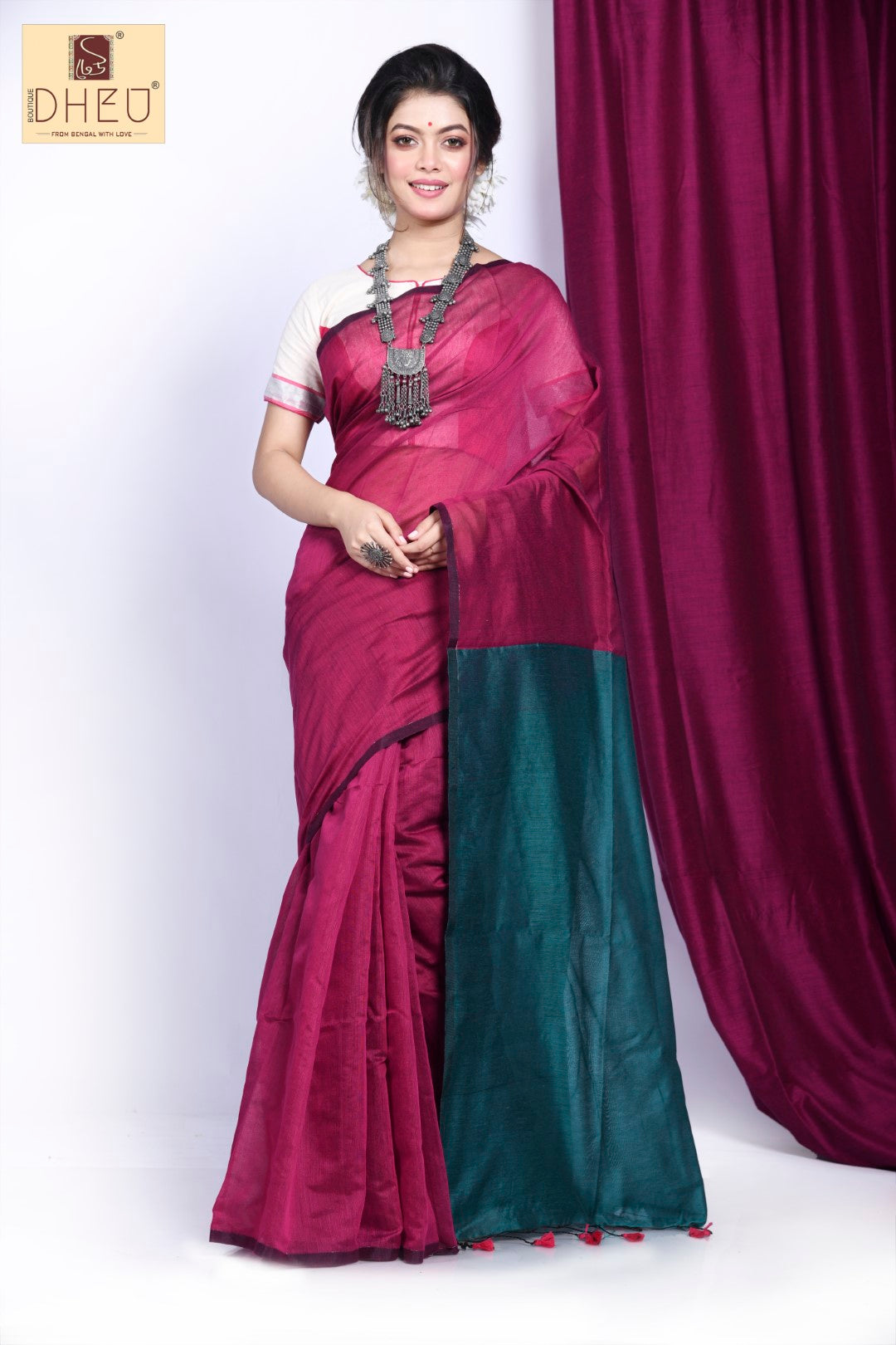 Designer handloom cotton saree at lowest cost only at dheu.in