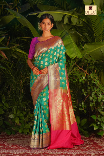 Bonolota - Designer Zardausi Benarasi Saree