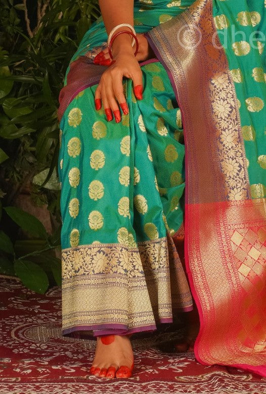 Bonolota - Designer Zardausi Benarasi Saree
