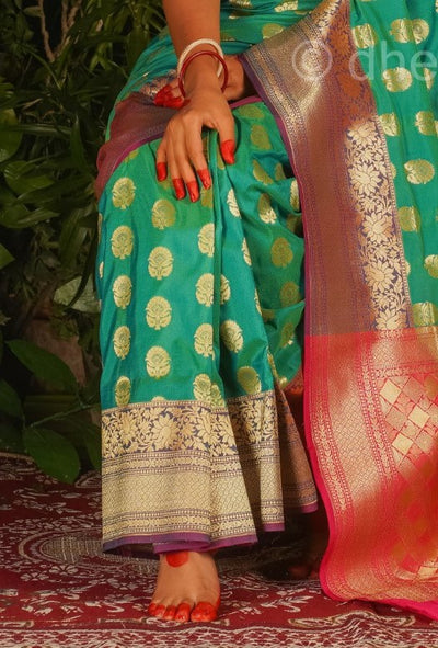 Bonolota - Designer Zardausi Benarasi Saree