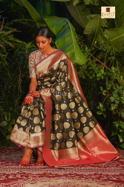 KrishnaKali- Designer Zardausi Benarasi Saree