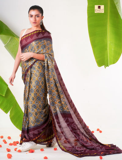 Designer silk muslin saree at lowest cost only at dheu.in