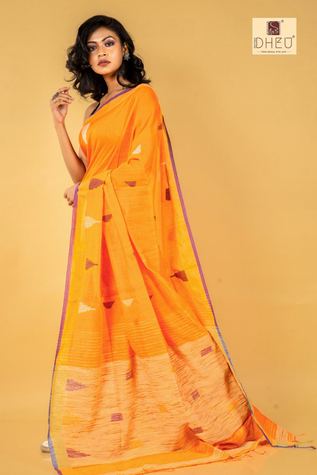 Orange Garden-Bengal Handloom  Saree