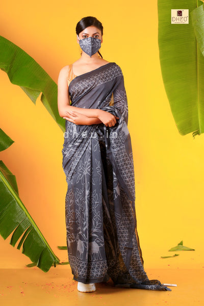Designer Ajrakh Handloom Saree