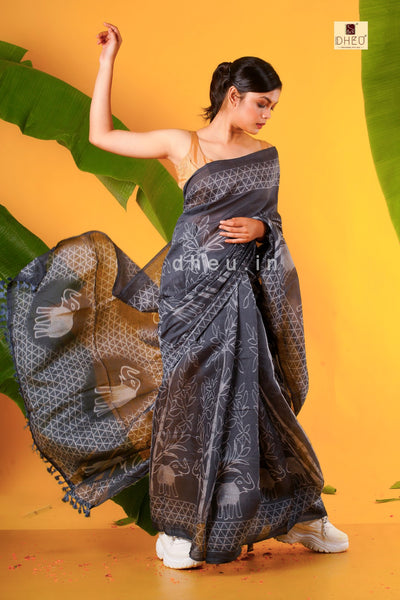 Designer Ajrakh Handloom Saree