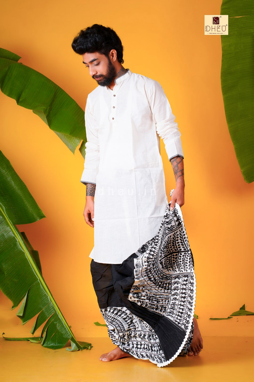 Sada -Kalo -Kurta+Dhoti(Optional)