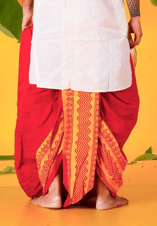 Bengali Cotton Dhoti- Ready to wear-7592