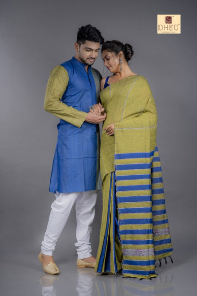 Family Man- Handloom Saree-Kurta Couple Set