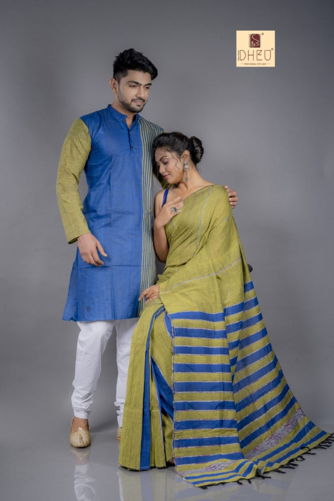 Family Man- Handloom Saree-Kurta Couple Set