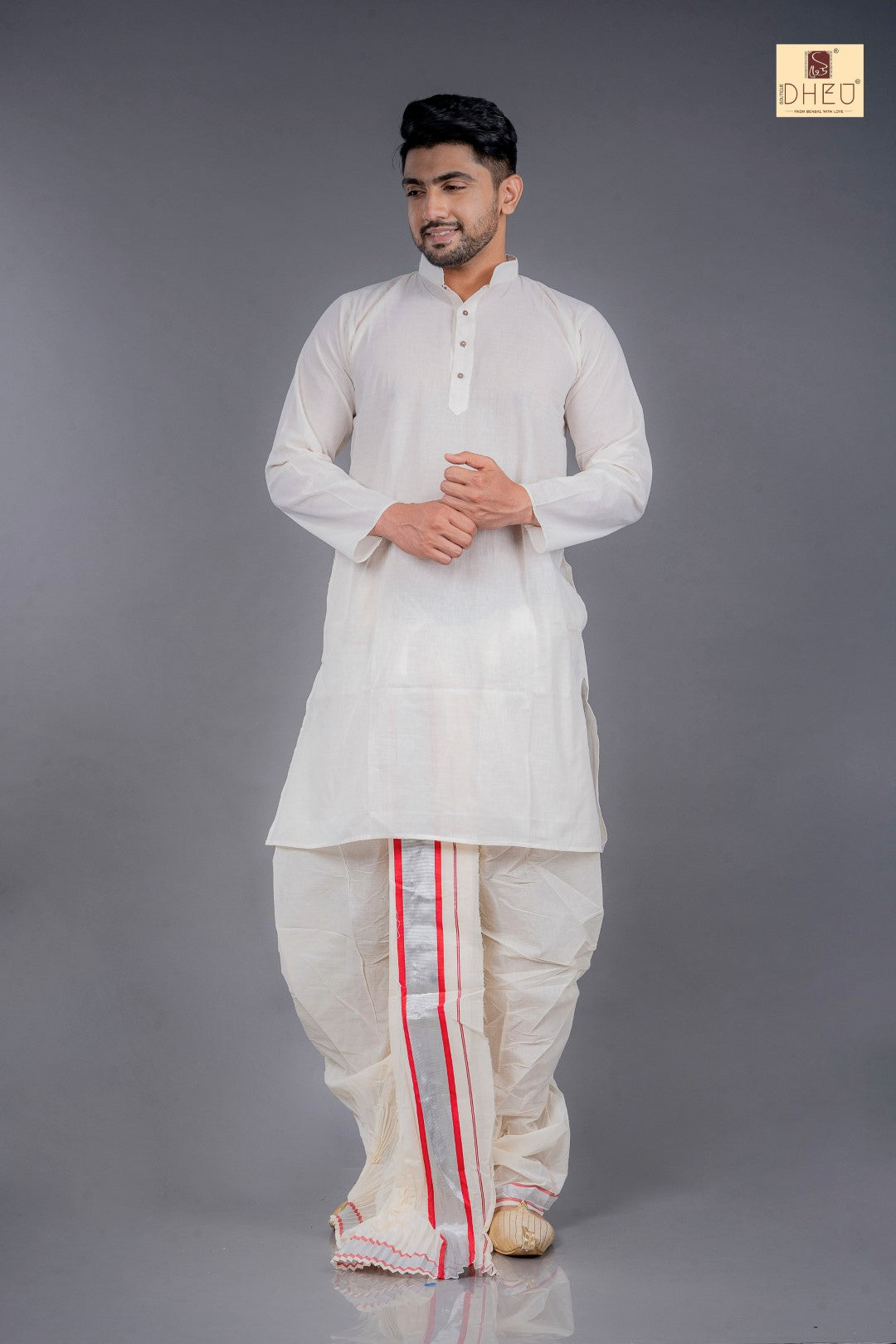 Bou Kotha Kao- Dheu Designer(Optional) Dhoti-Kurta Set