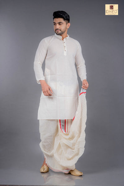 Bou Kotha Kao- Dheu Designer(Optional) Dhoti-Kurta Set