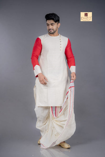 Dudhe Alta- Kurta-Saree Couple Set