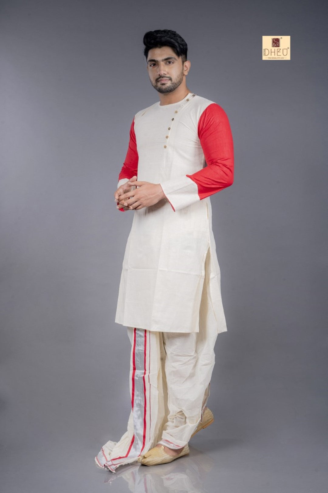 Dudhe Alta- Kurta-Saree Couple Set