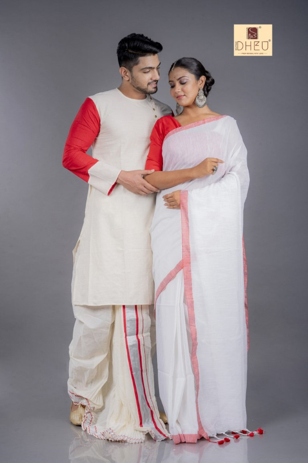 Saree Kurta Dhoti Couple set at Lowest Cost only at Boutique Dheu