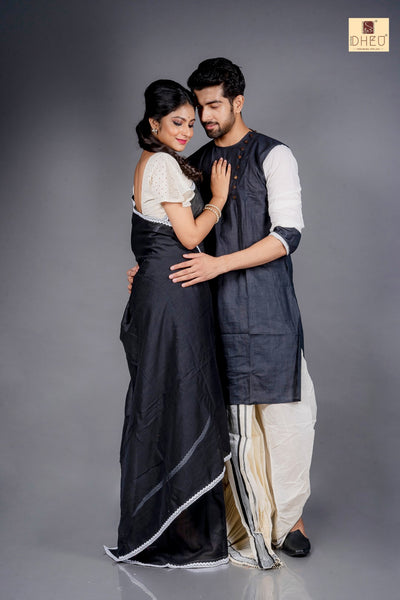 Saree Kurta Dhoti Couple set at Lowest Cost only at Boutique Dheu