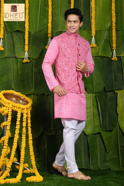 The designer , sophisticate pink jacket with pink kurta at low cost only in dheu.in