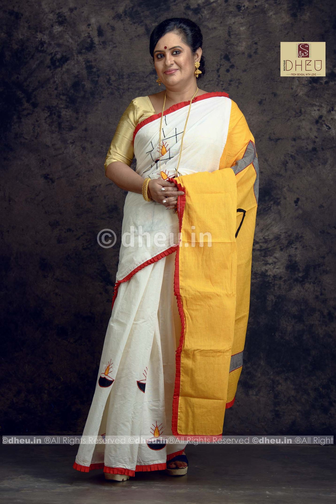 Handloom Exclusive Applique Saree at low Cost only at Dheu.in