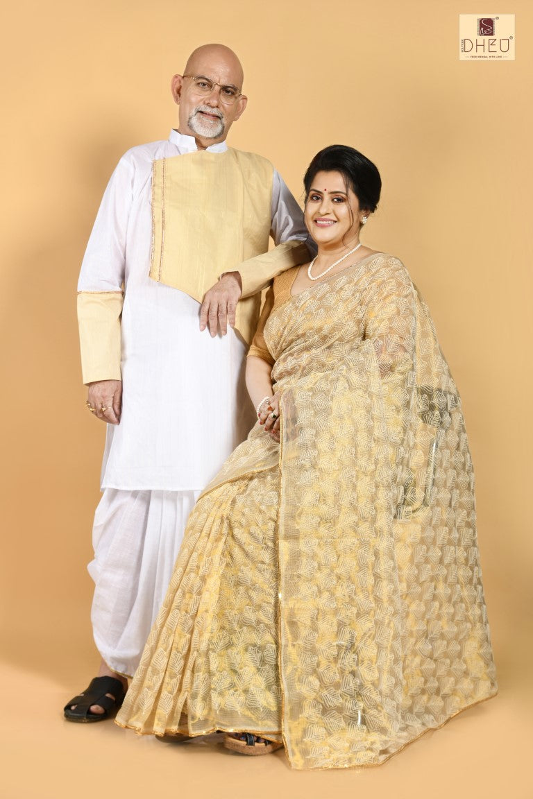 Saree Kurta Dhoti Couple set at Lowest Cost only at Boutique Dheu