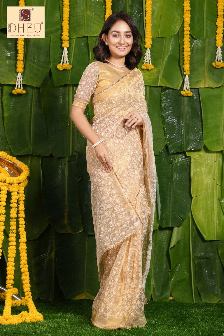 Designer handloom cotton saree at lowest cost only at dheu.in