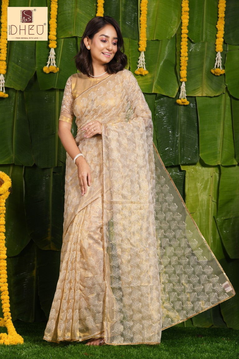 Designer silk moslin saree at lowest cost only at dheu.in