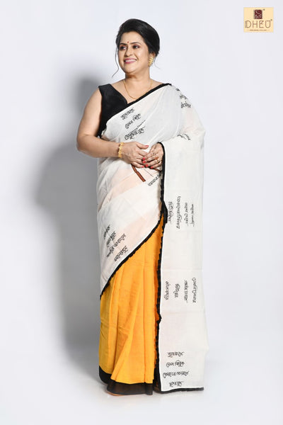 Designer handloom soft cotton applique saree at lowest price only at dheu.in