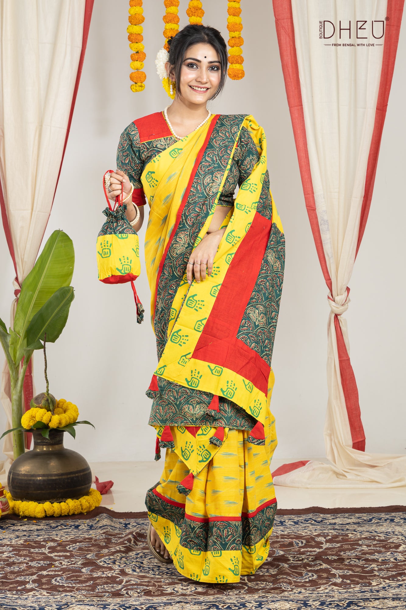 Ei Bosonte-Kurta-Saree Couple Set