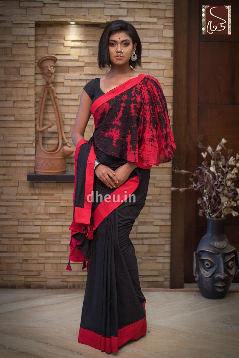 Bandhni Ruffle Fusion-Dheu Exclusive Saree