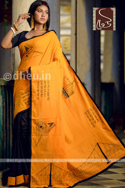 Kolkata-Dheu Exclusive Applique Saree - Boutique Dheu