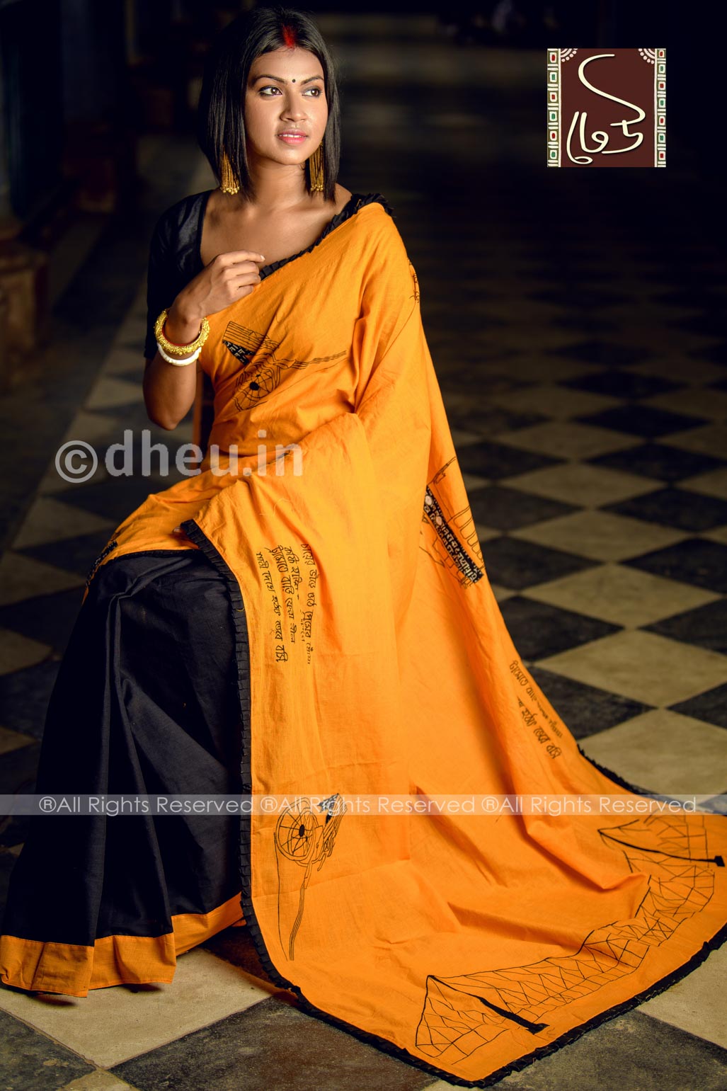 Kolkata-Dheu Exclusive Applique Saree - Boutique Dheu