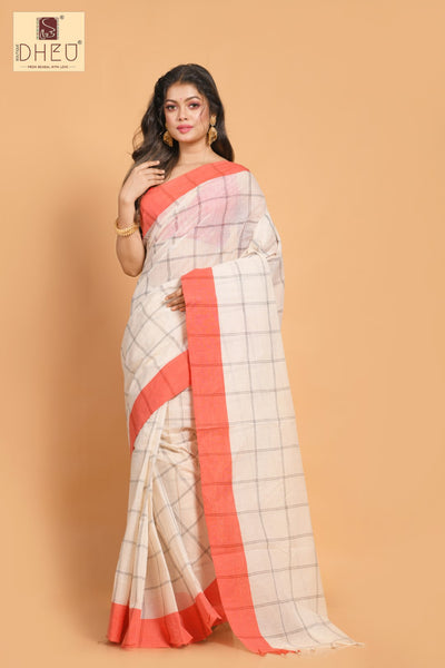 Silk Finish Soft Light weight Handloom Cotton khadi saree at low cost only at dheu.in