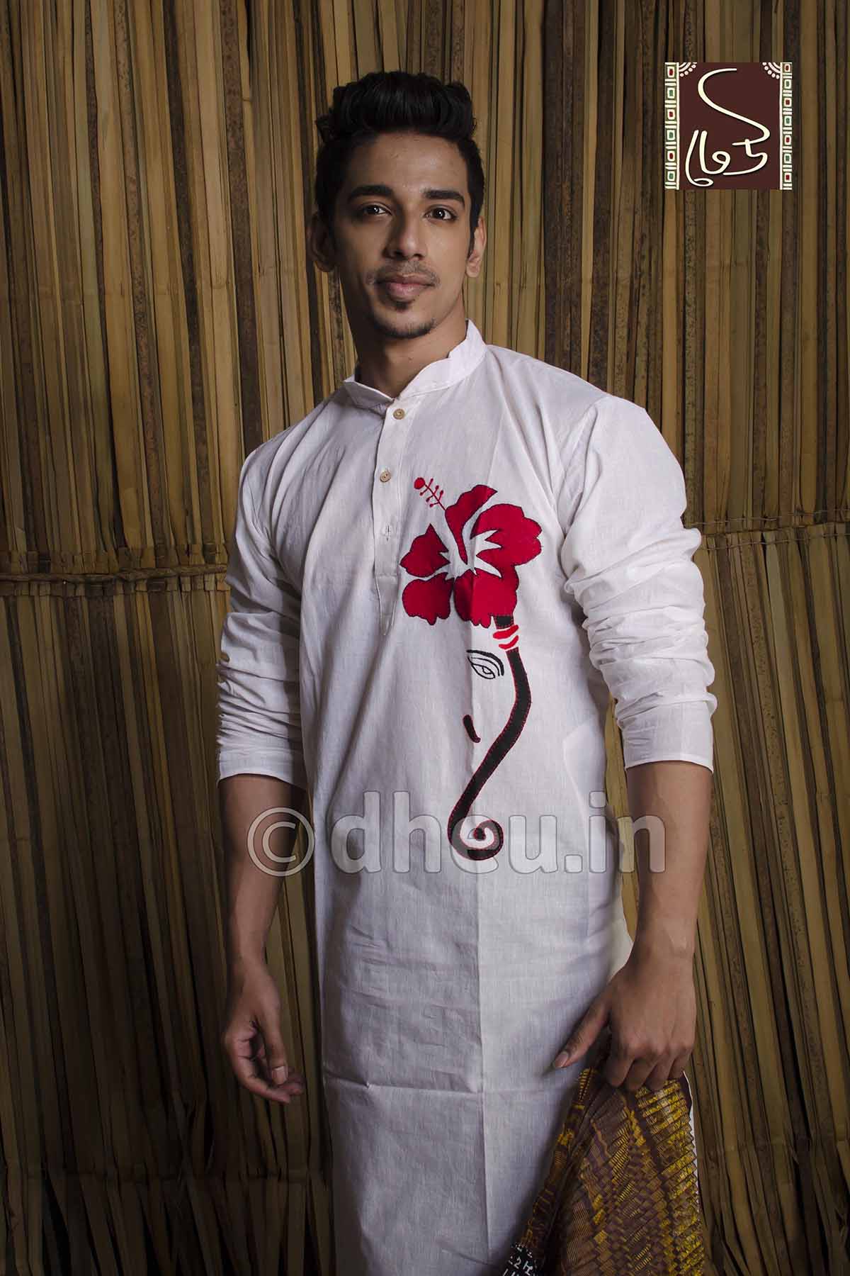 Joba-Handloom Cotton Applique kurta - Boutique Dheu