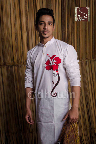 Joba-Handloom Cotton Applique kurta - Boutique Dheu