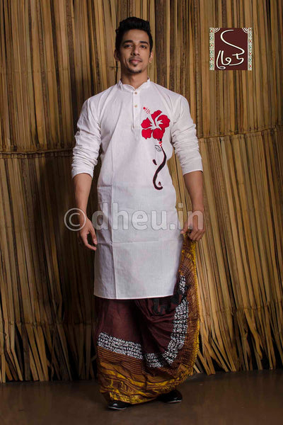 Joba-Handloom Cotton Applique kurta - Boutique Dheu