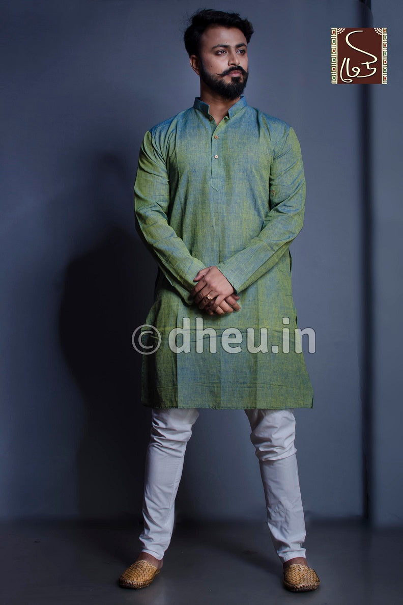 Moss Green Pure Cotton kurta for men - Boutique Dheu