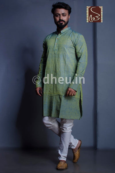 Moss Green Pure Cotton kurta for men - Boutique Dheu