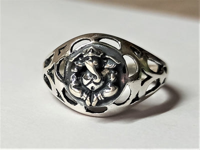Pure Silver Handcrafted Ganapati Ring for Men
