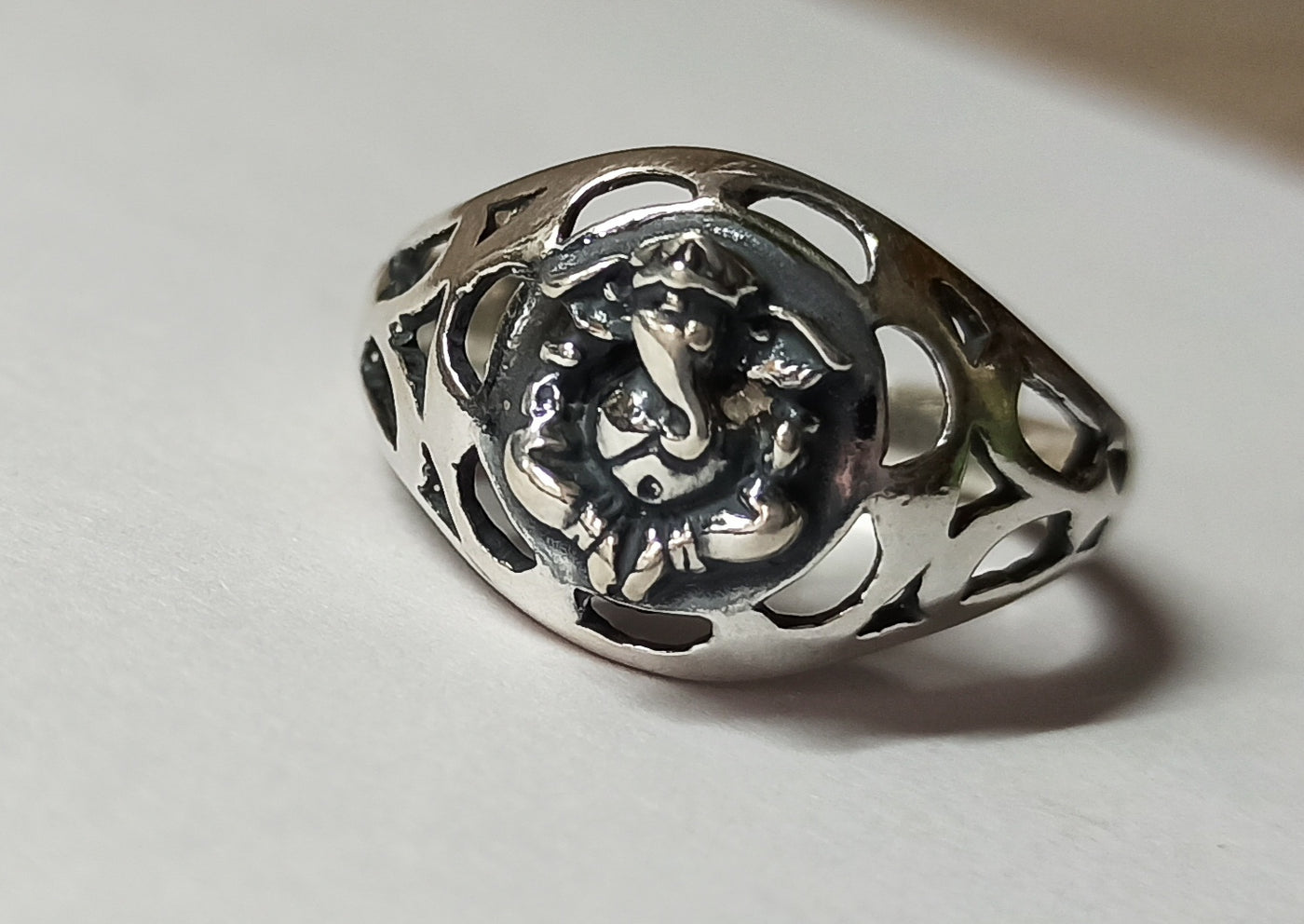 Pure Silver Handcrafted Ganapati Ring for Men