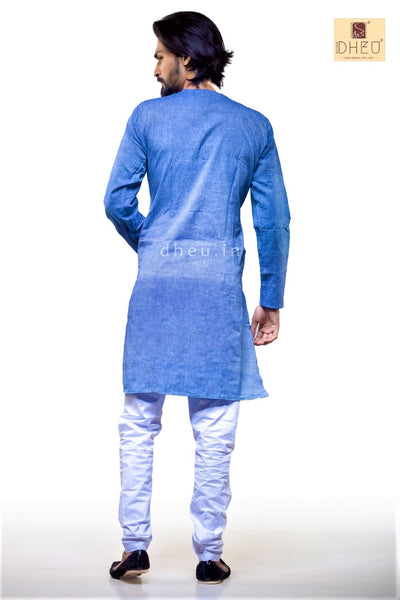 Sky Blue Cotton  Kurta for Men