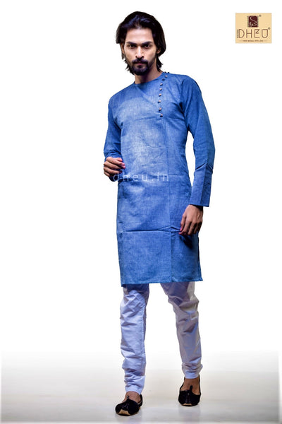 Sky Blue Cotton  Kurta for Men