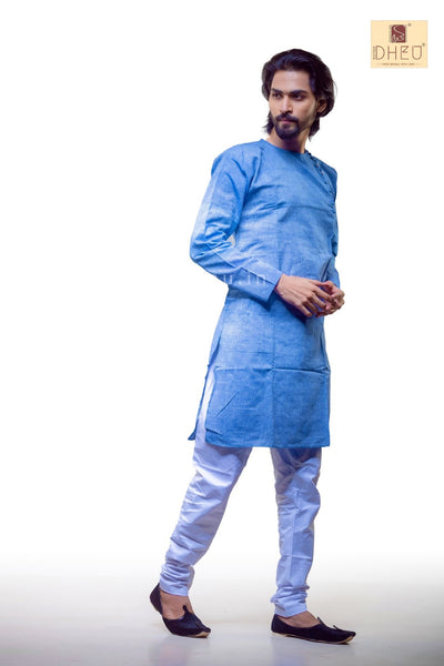 Sky Blue Cotton  Kurta for Men