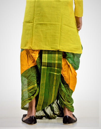 Dheu | Designer Green Dhoti- Ready to wear - Boutique Dheu