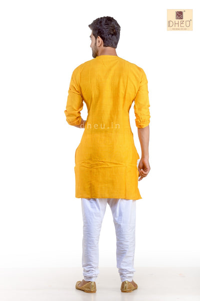 Yolksum Yellow- Cotton  Kurta for Men - Boutique Dheu