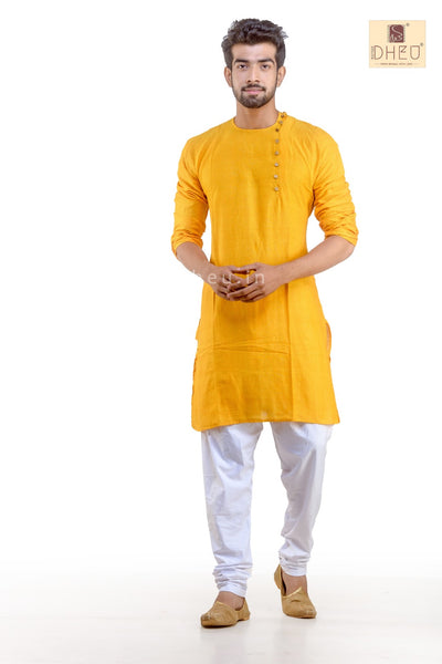 Yolksum Yellow- Cotton  Kurta for Men - Boutique Dheu