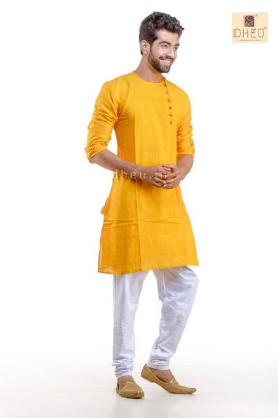 Yolksum Yellow- Cotton  Kurta for Men - Boutique Dheu