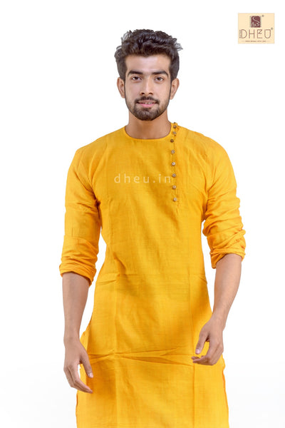 Yolksum Yellow- Cotton  Kurta for Men - Boutique Dheu