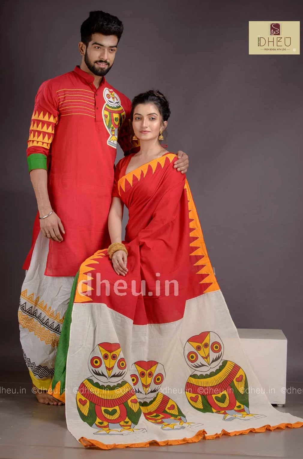 Dheu Exclusive Fusion Couple Set(with Dhoti) - Boutique Dheu