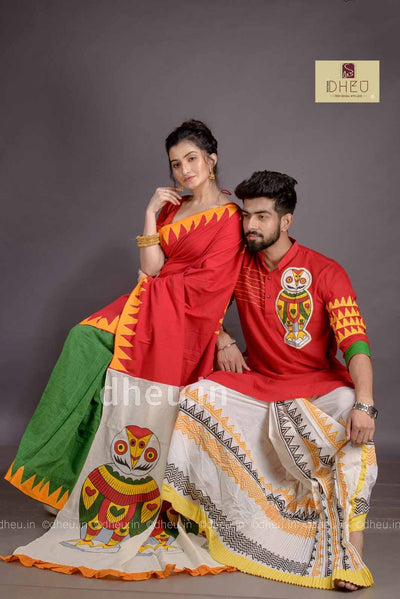 Dheu Exclusive Fusion Couple Set(with Dhoti) - Boutique Dheu