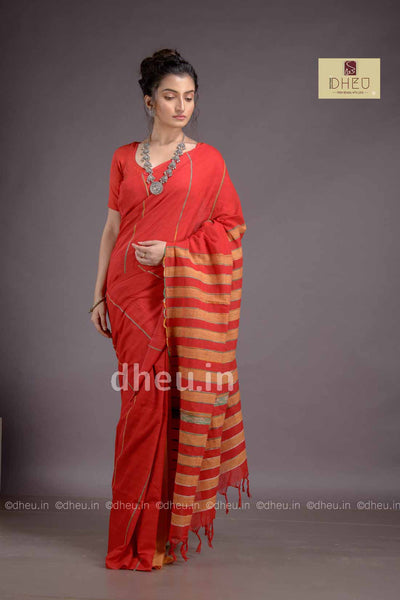 Khes – Handloom pure Cotton Saree - Boutique Dheu