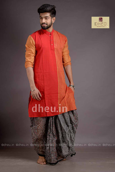 Casual designer red-orange kurta at low cost only in dheu.in