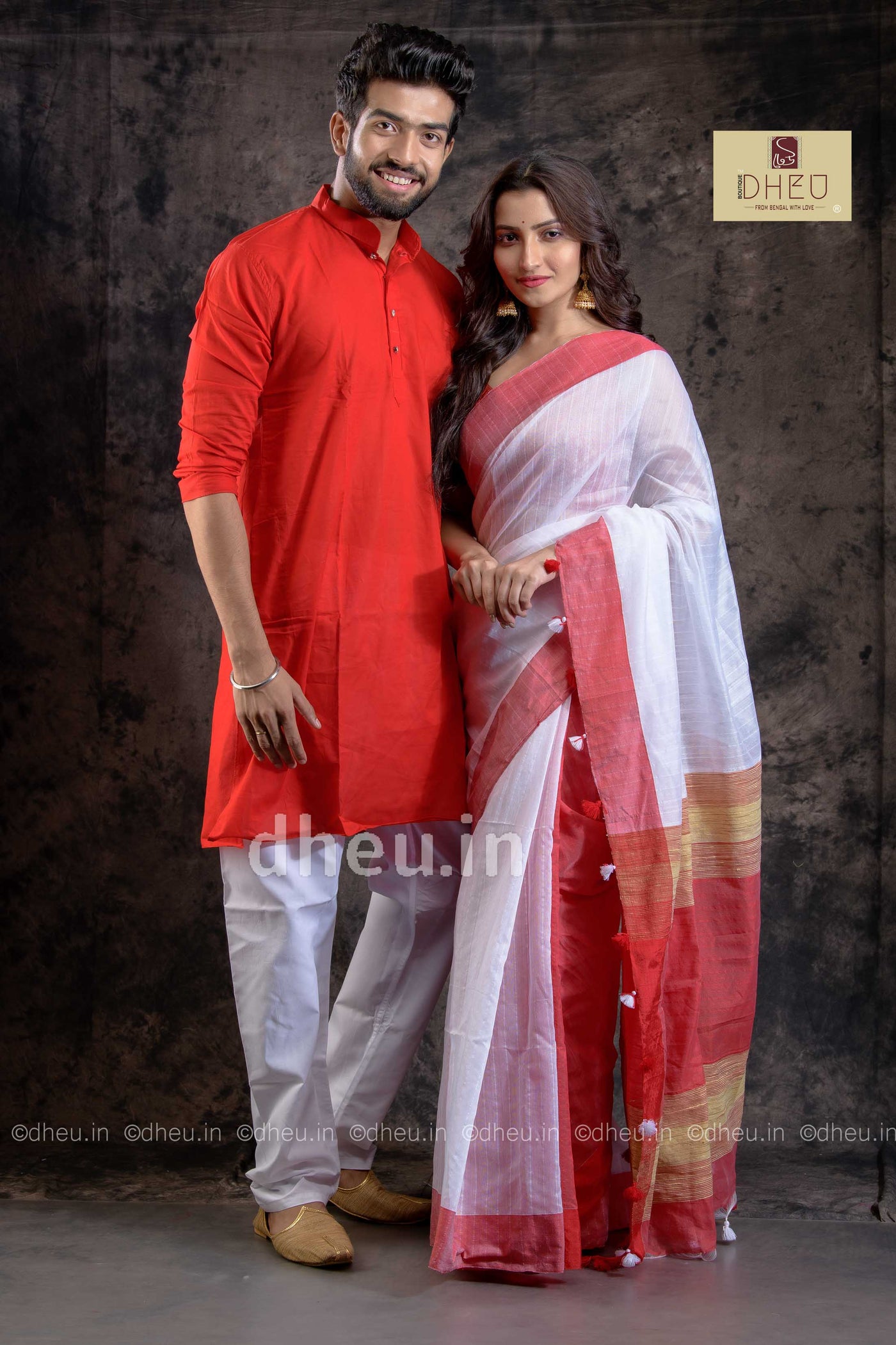 Handloom Saree-Kurta Couple Set - Boutique Dheu